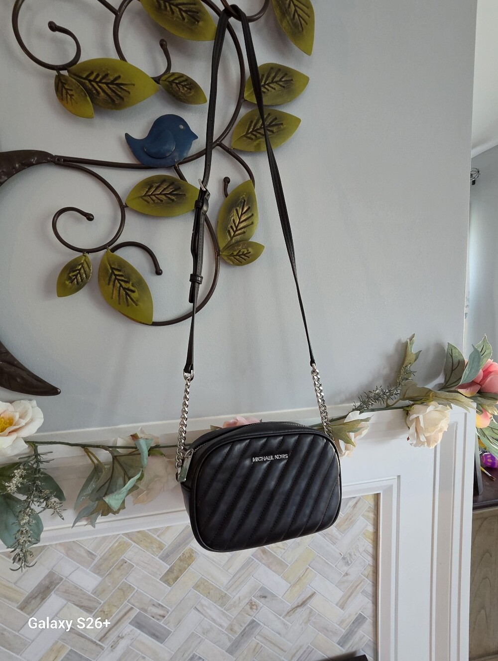 Michael Kors Black Quilted Crossbody with Silver Chain - Picture 5 of 5